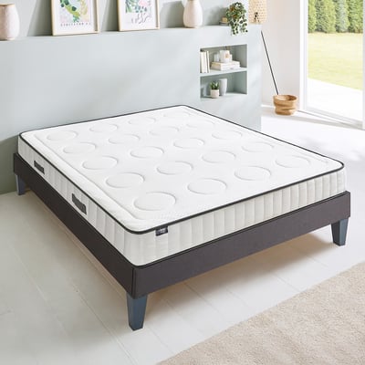 Ensemble Cristal - Matelas mémoire de forme + Sommier tri-lattes - 18 cm d'épaisseur - Accueil équilibré, soutien ferme OLYMPE LITERIE