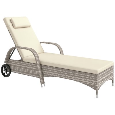 Chaise longue simple en rotin Résine tressée OUTSUNNY