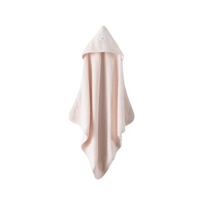 Cape de bain coton bio BIENVENUE CARRE BLANC
