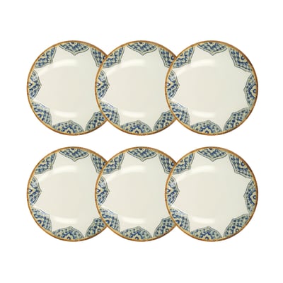 Lot de 6 assiettes creuses 21cm en porcelaine, CALYPSO OGO LIVING