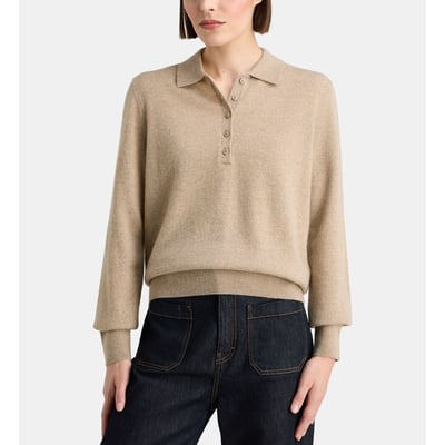 Pull polo faon droit en cachemire GALERIES LAFAYETTE