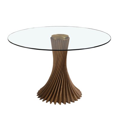 Table à manger ronde verre trempé et noyer ANGEL CERDA