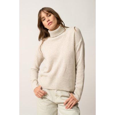 Pull Col Roulé 4 Fils Gris Perle Chiné Romane JUST CASHMERE