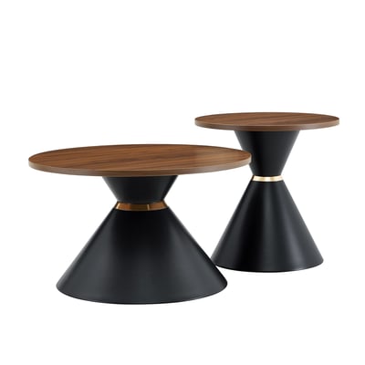 Lot de 2 tables basses gigognes Imitation bois style design, CLIFTCTB MEUBLES COSY