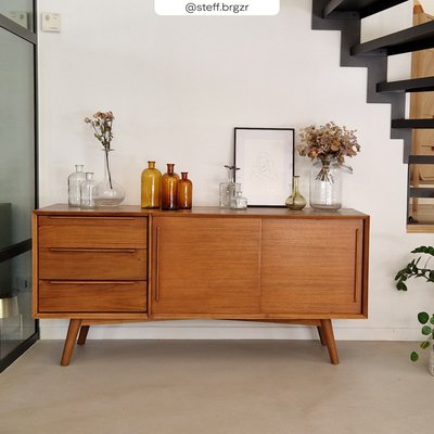 Buffet 2 portes coulissantes et 3 tiroirs en teck - WAYA RENDEZ-VOUS DÉCO