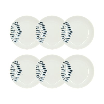Lot de 6 assiettes creuses en porcelaine 20cm, PESCARE NOVASTYL
