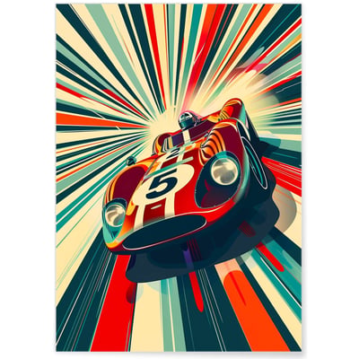 Affiche voiture de course vintage - Dynamisme et vitesse L'AFFICHERIE