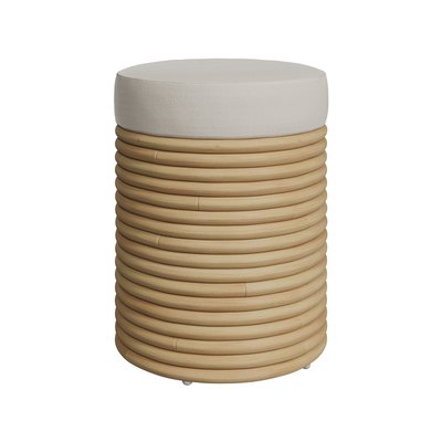 Tabouret en rotin et tissu crème H 43 cm (à l'unité) - THÉA RENDEZ-VOUS DÉCO
