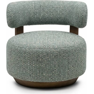 Fauteuil lounge arrondi tissu et noyer RECOLLECTION