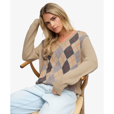 Pull Argyle col V coupe décontractée SUPERDRY