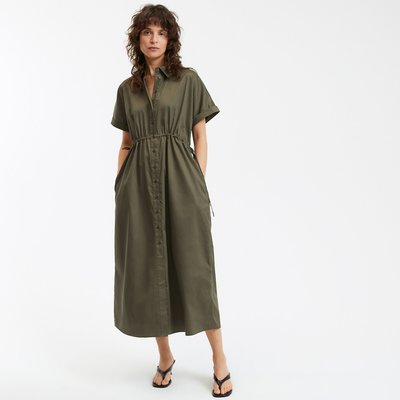 Robe longue resserrée à la taille, col chemise LA REDOUTE COLLECTIONS