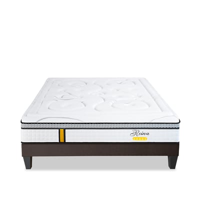 Ensemble Reina 2.0 180x200 cm Matelas Ressorts ensachés + Sommier Bois BELLECOUR