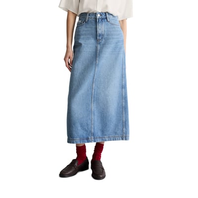 Maxi-jupe en jean regular avec des fibres de feuilles d'ananas MARC O’POLO DENIM