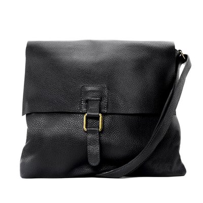 Sac besace cuir noir La Redoute
