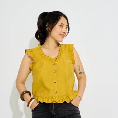 Blouse sans manches à volants GRAIN DE MALICE