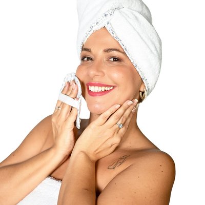 Bonnet turban après bain avec liseré imprimé LIBERTY SENSEI MAISON