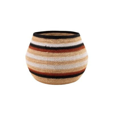 Panier bas rayé en herbes marines 39x23cm ORNAMI