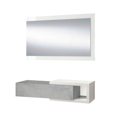 Console suspendue réversible avec 1 tiroir et 1 miroir L95 cm - NOON CALICOSY