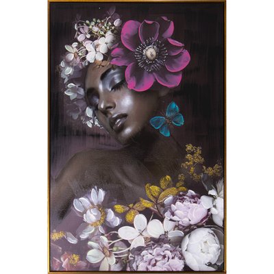 Tableau en bois, portrait élégance africaine RECOLLECTION