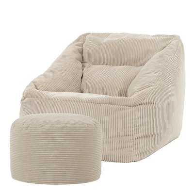 Pouf fauteuil et son repose-pied velours côtelé Oeko-Tex® - MORGAN ICON