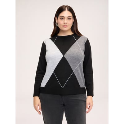 Pull col rond à motif argyle FIORELLA RUBINO
