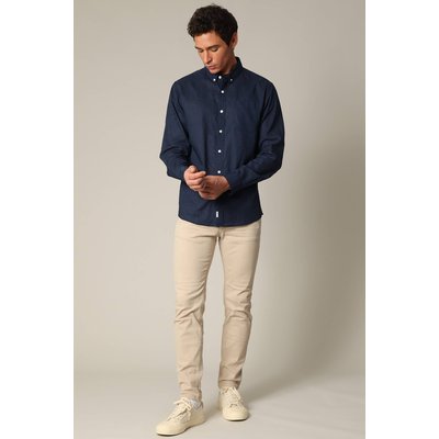 Chemise unie classique en lin avec manches longues et boutons SOLE DEELUXE