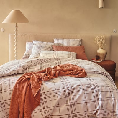 Housse de couette imprimée en flanelle de coton, TARTAN ESSIX