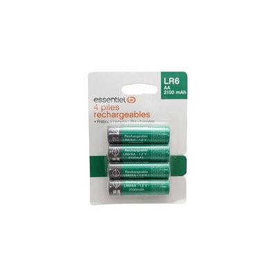 Pile rechargeable LR06 AA Lot 4 piles 2100mAh ESSENTIEL B