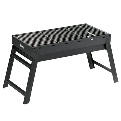 Barbecue à charbon de bois pliable portable avec grille acier noir OUTSUNNY