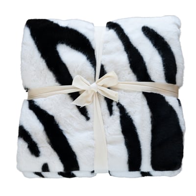 Plaid doux à motif zèbre avec dos en velours - QABANE HOME MAISON