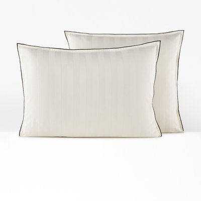 Victor Striped 100% Washed Cotton Satin 300 Thread Count Pillowcase LA REDOUTE INTERIEURS