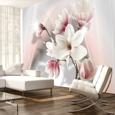 Papier peint intissé panoramique Fleurs White magnolias EDEN