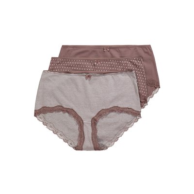 Lot de 3 culottes hipster, rayures/pois/uni ULLA POPKEN