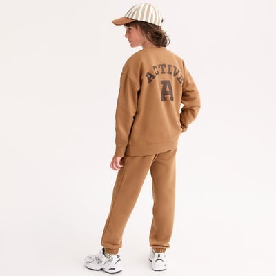 2-delige fleece set, sweatshirt met ronde hals en joggingbroek LA REDOUTE COLLECTIONS