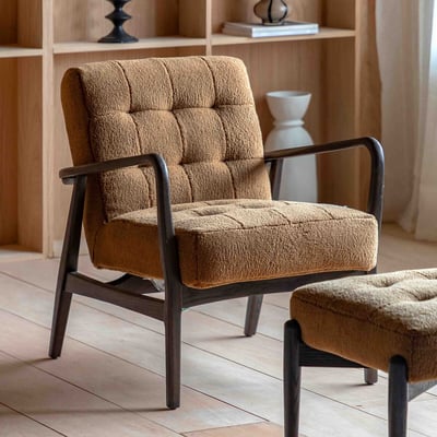 Humphrey Faux Sheepskin & Ash Wood Armchair ÉDITÉ