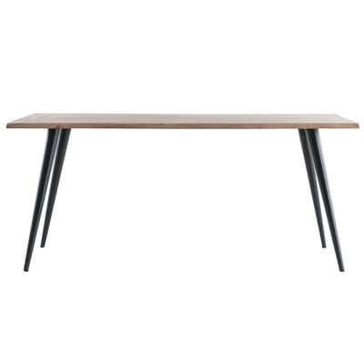 Table à manger rectangulaire industrielle en bois massif et métal noir L175 cm EDGE MILIBOO