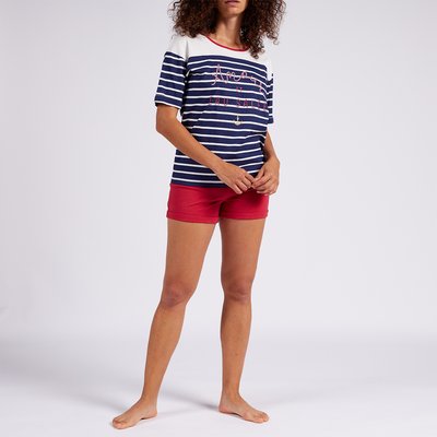 Pyjashort femme EAU SALEE marine/rouge MELISSA BROWN