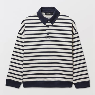 Sweat col polo rayé en coton BIO GOTS MONOPRIX