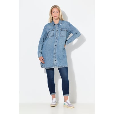 Veste En Jean Femme Grande Taille Légère - Mi-saison, Manches Longues, Coupe Courte Extensible, Style Décontracté - 11