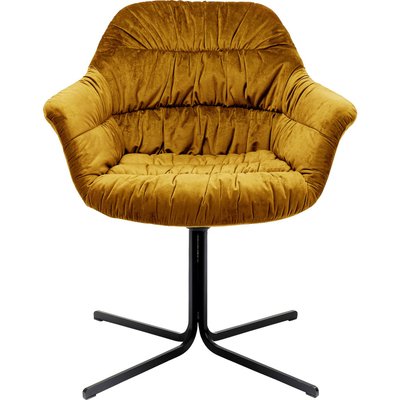Chaise avec accoudoirs pivotante en velours, COLMAR KARE DESIGN