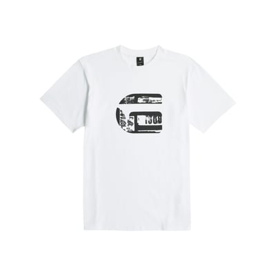 T-shirt en coton biologique bleu marine imprimé avec une coupe droite G-Star RAW