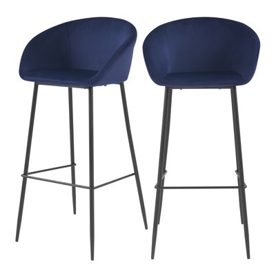 Lot de 2 chaises de bar en velours - MARQUISE RENDEZ-VOUS DÉCO