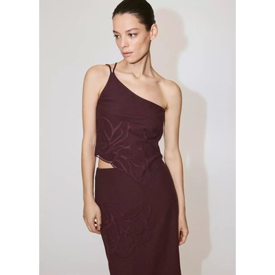 Top asymétrique à broderie florale MANGO