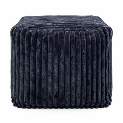 Pouf carré velours grosses côtes anthracite VISBY PIER IMPORT