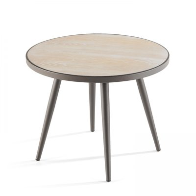 Table basse de jardin ronde avec plateau imitation bois, TIVOLI OVIALA