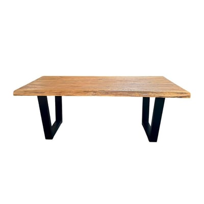 Table à manger bois de teck recyclé, pieds en U 200 cm TIMOR PIER IMPORT