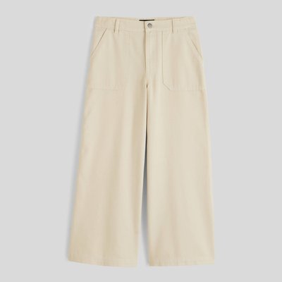 Pantalon large uni en twill MONOPRIX