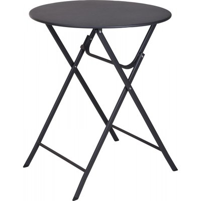 Table jardin ronde pliable métal gris anthracite bistrot - 60x60x70.5cm WADIGA
