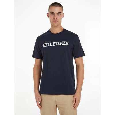 T-shirt de gola redonda, mangas curtas, logótipo bordado TOMMY HILFIGER