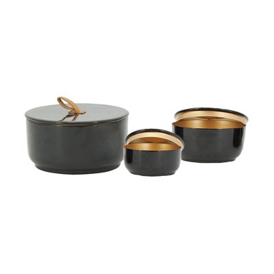 Boites rondes en métal laqué noir (Lot de 3) AUBRY GASPARD
